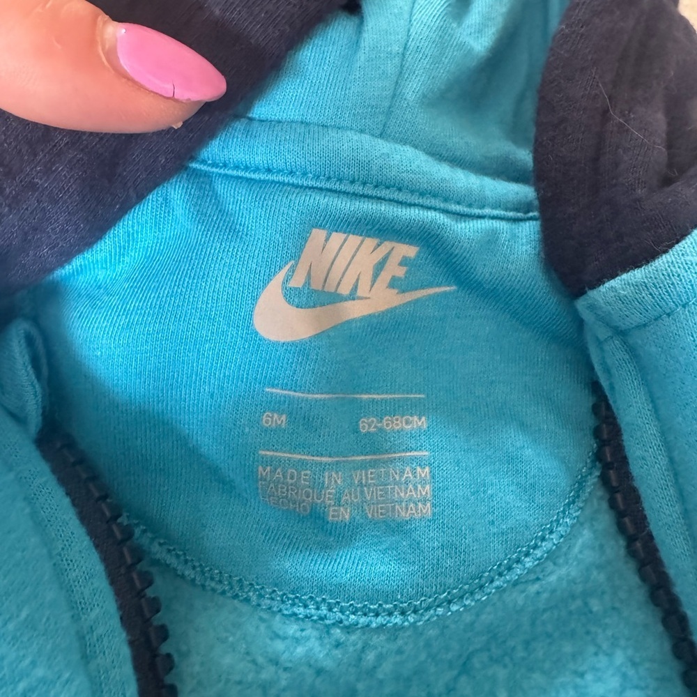 Nike Blue and Black Footie One Piece with Hood - Picture 3 of 5